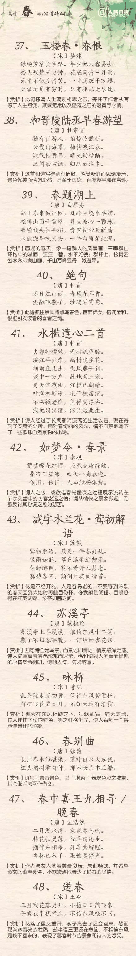 人民日?qǐng)?bào)：100首春天唯美經(jīng)典詩(shī)詞，為孩子收藏！