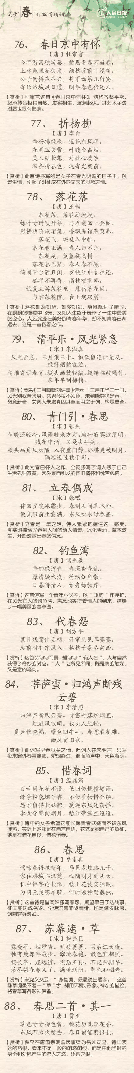 人民日?qǐng)?bào)：100首春天唯美經(jīng)典詩(shī)詞，為孩子收藏！
