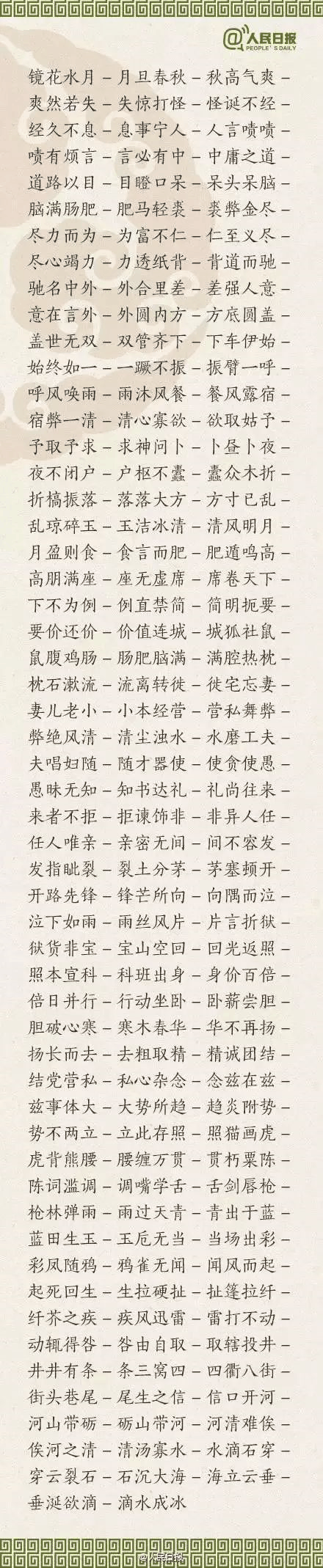 ?1500個成語接龍，貼在墻上，和孩子常玩，語文成績想不好都難！