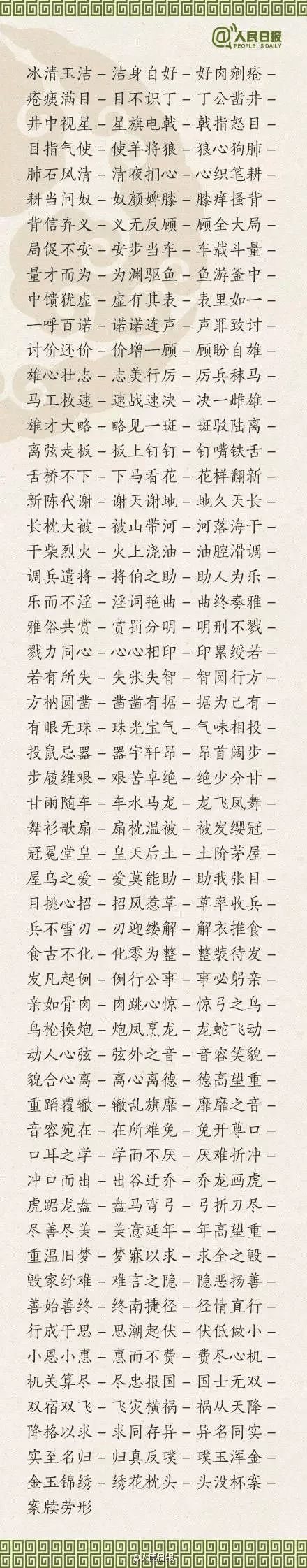?1500個成語接龍，貼在墻上，和孩子常玩，語文成績想不好都難！