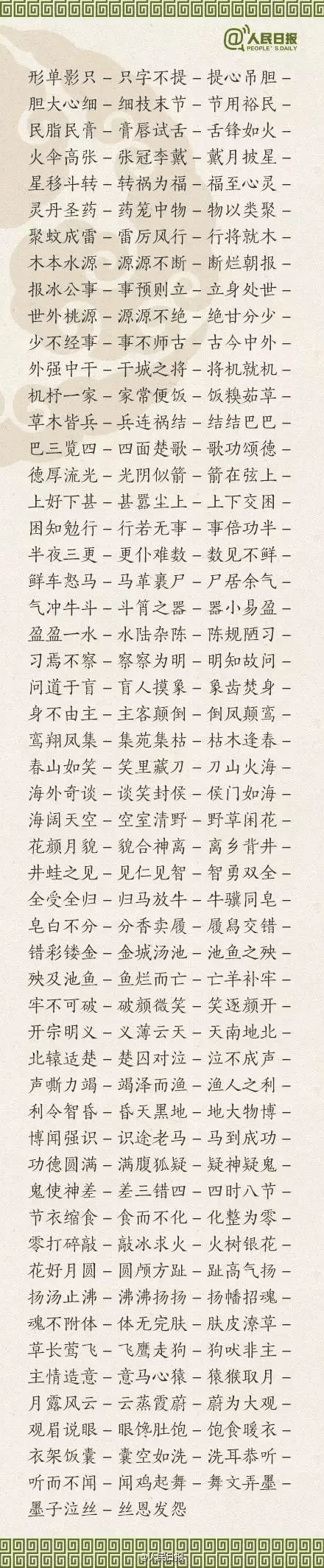 ?1500個成語接龍，貼在墻上，和孩子常玩，語文成績想不好都難！