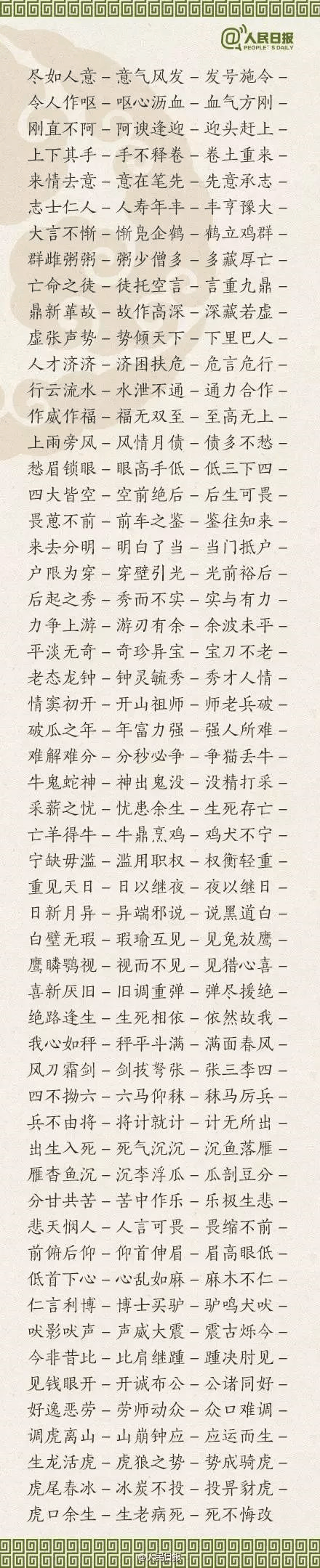 ?1500個成語接龍，貼在墻上，和孩子常玩，語文成績想不好都難！