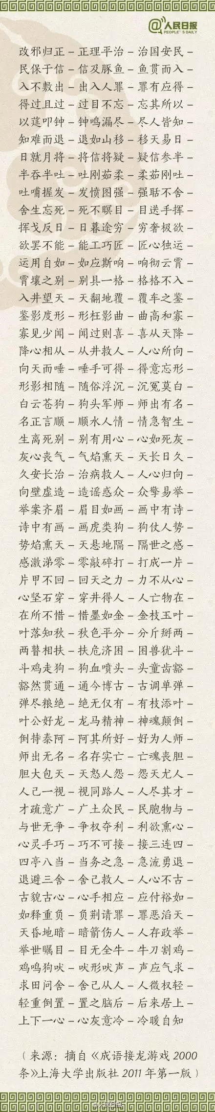 ?1500個成語接龍，貼在墻上，和孩子常玩，語文成績想不好都難！